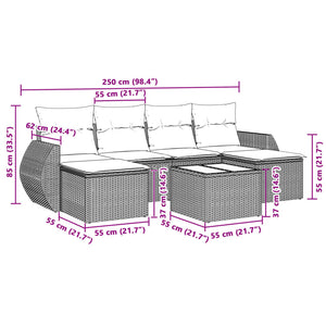 Set Divani da Giardino 7pz con Cuscini Grigio Chiaro Polyrattan 3254069