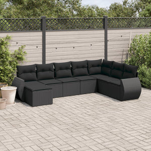 Set Divani da Giardino con Cuscini 8 pz Nero in Polyrattan 3254092