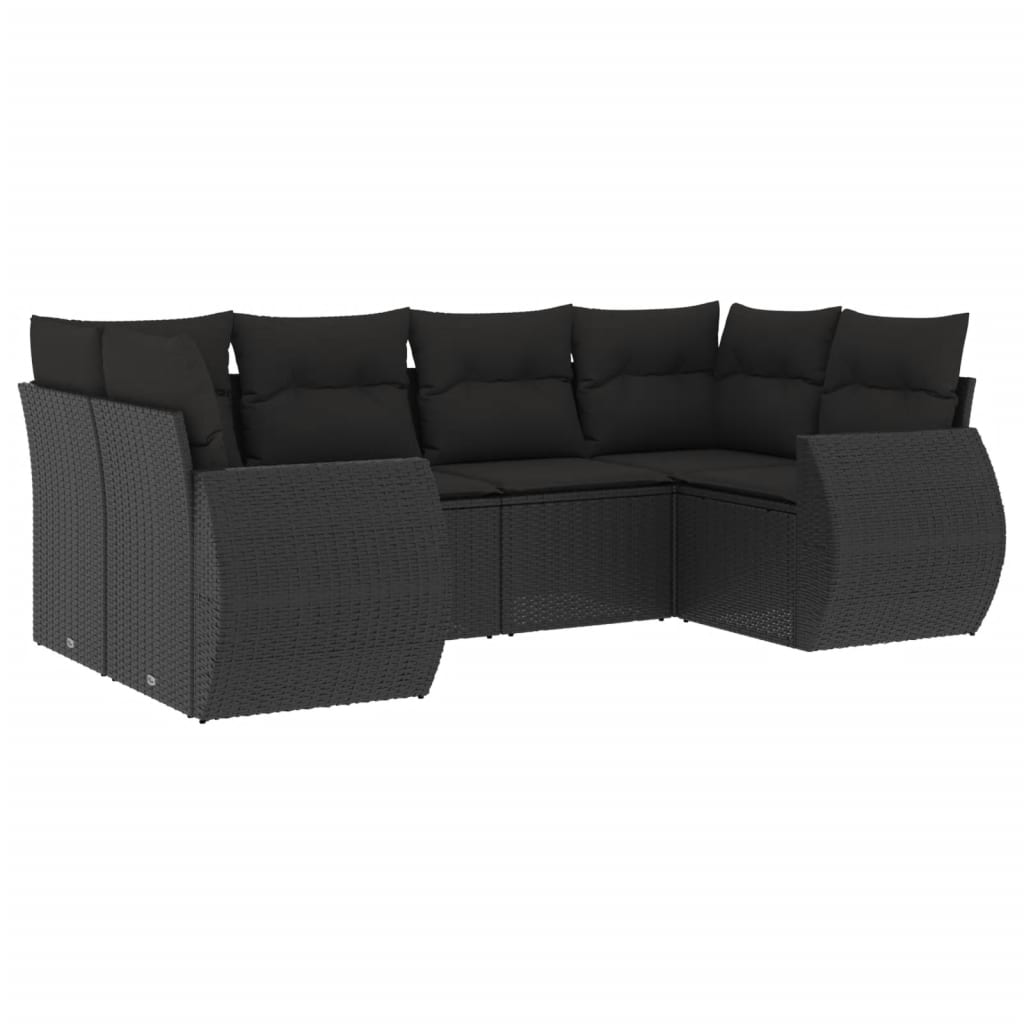 Set Divano da Giardino 6 pz con Cuscini Nero in Polyrattancod mxl 115465