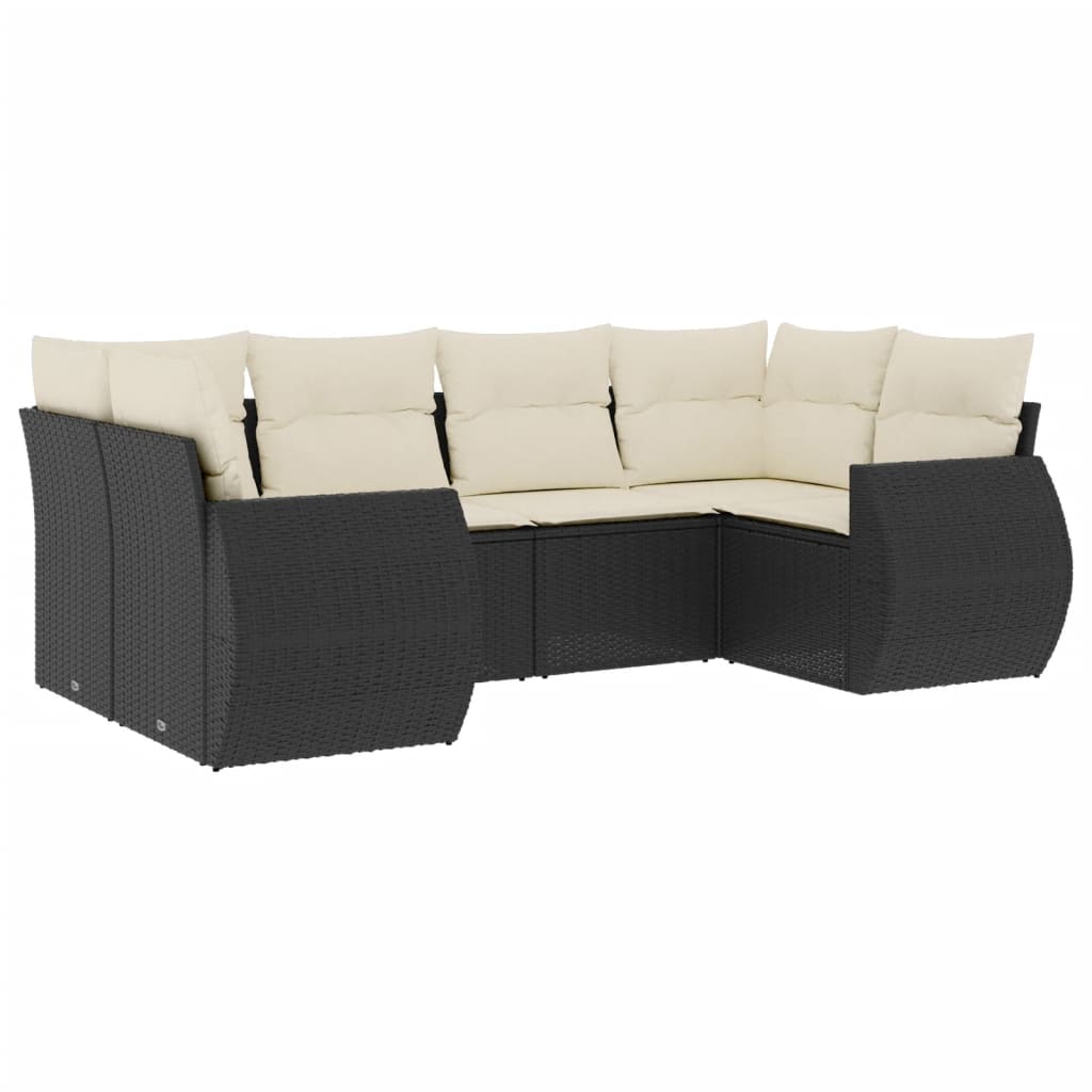 Set Divano da Giardino 6 pz con Cuscini Nero in Polyrattan 3254113