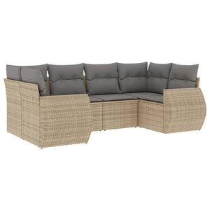 Set Divano da Giardino 6 pz con Cuscini Beige in Polyrattan 3254116