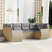 Set Divano da Giardino 6 pz con Cuscini Beige in Polyrattan 3254116