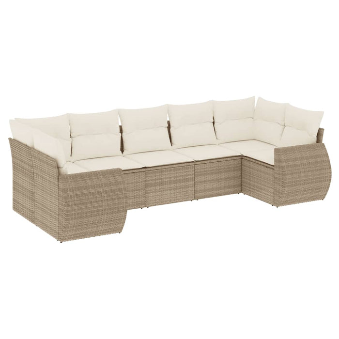 Set Divani da Giardino 7 pz con Cuscini Beige in Polyrattancod mxl 112798