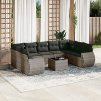 Set Divano da Giardino 10 pz con Cuscini Grigio in Polyrattan 3254147