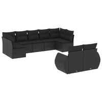 Set Divani da Giardino 9 pz con Cuscini Nero in Polyrattancod mxl 114311