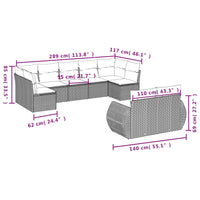 Set Divani da Giardino 9 pz con Cuscini Nero in Polyrattancod mxl 114311