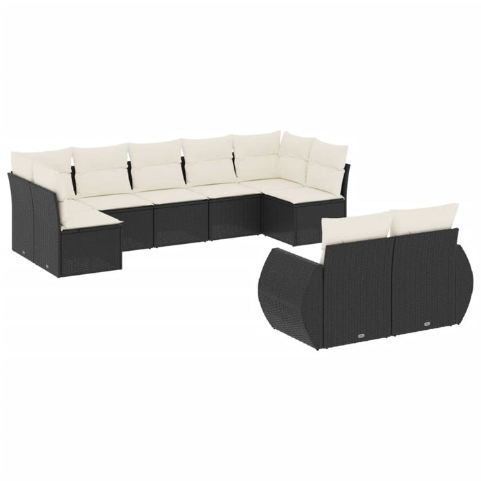 Set Divani da Giardino 9 pz con Cuscini Nero in Polyrattan 3254153