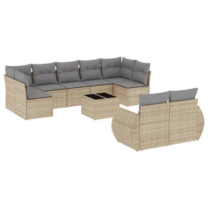 Set Divano da Giardino 10 pz con Cuscini Beige in Polyrattancod mxl 90332