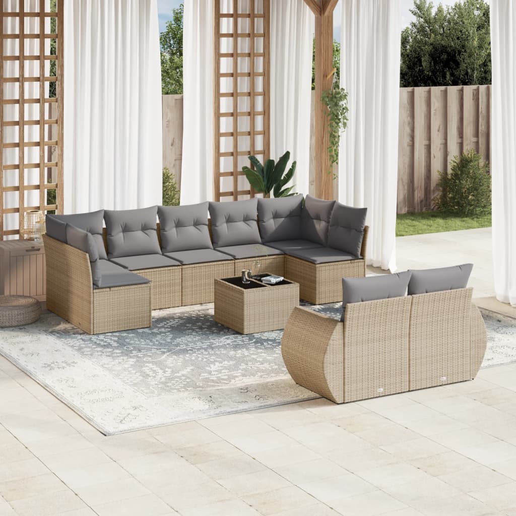 Set Divano da Giardino 10 pz con Cuscini Beige in Polyrattancod mxl 90332