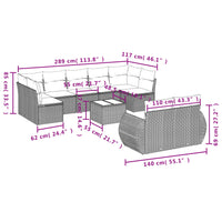 Set Divano da Giardino 10 pz con Cuscini Grigio in Polyrattancod mxl 114275