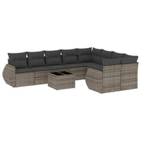 Set Divano da Giardino 10 pz con Cuscini Grigio in Polyrattan 3254187