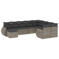 Set Divano da Giardino 10 pz con Cuscini Grigio in Polyrattan 3254197