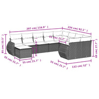 Set Divano da Giardino 10 pz con Cuscini Grigio in Polyrattan 3254197