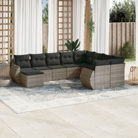 Set Divano da Giardino 10 pz con Cuscini Grigio in Polyrattan 3254197