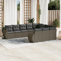 Set Divano Giardino 10 pz con Cuscini Grigio Chiaro Polyrattan 3254229