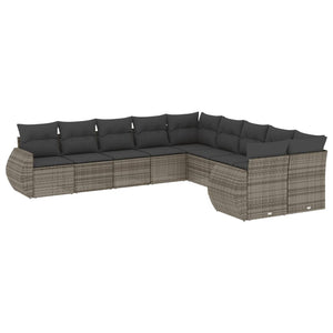 Set Divano da Giardino 10 pz con Cuscini Grigio in Polyrattan 3254247