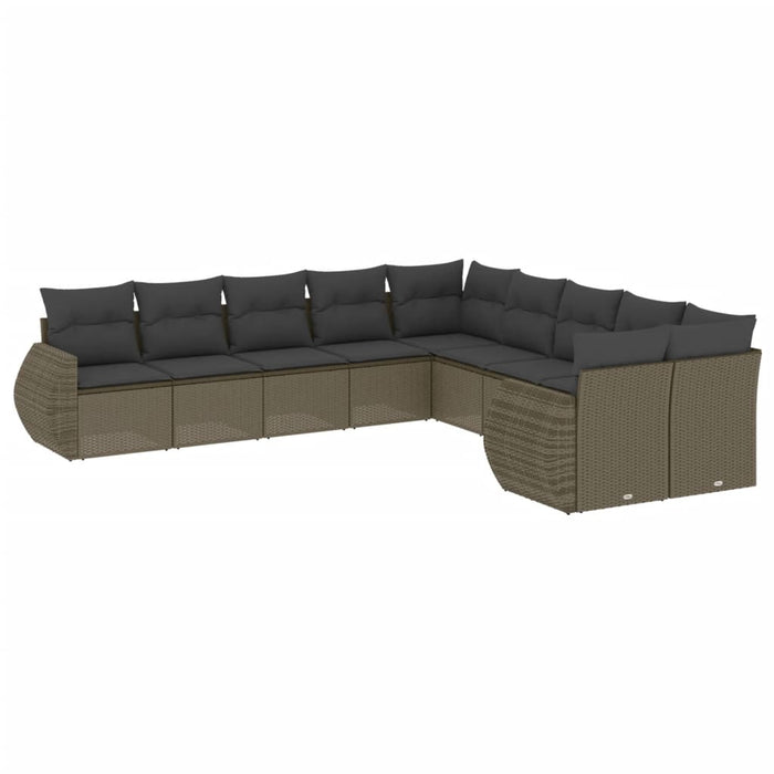 Set Divano Giardino 10 pz con Cuscini Grigio Chiaro Polyrattan 3254249