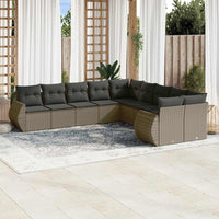 Set Divano Giardino 10 pz con Cuscini Grigio Chiaro Polyrattan 3254249