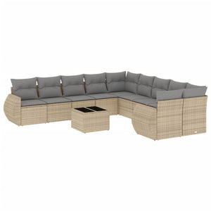 Set Divani da Giardino 11 pz con Cuscini Beige in Polyrattancod mxl 115569