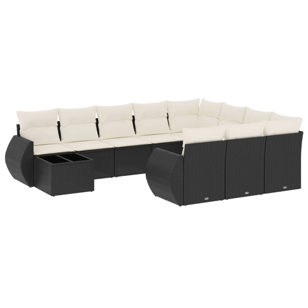 Set Divani da Giardino 11 pz con Cuscini in Polyrattan Nero 3254263