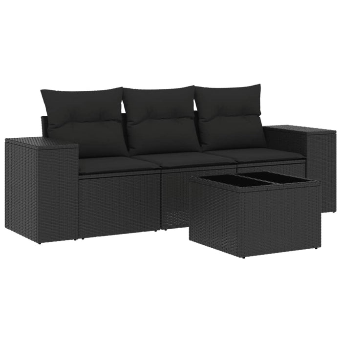 Set Divani da Giardino 4 pz con Cuscini Nero in Polyrattancod mxl 114765