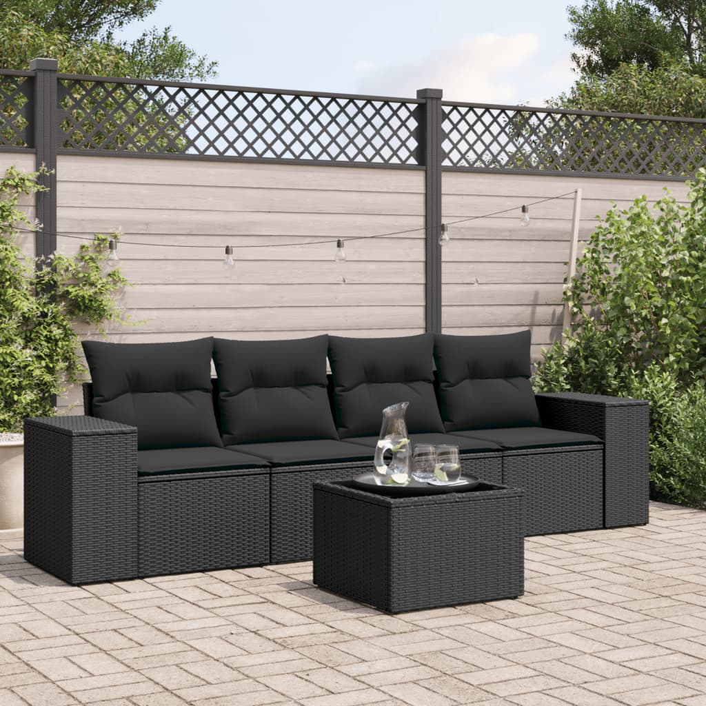 Set Divani da Giardino 5 pz con Cuscini in Polyrattan Nerocod mxl 91721