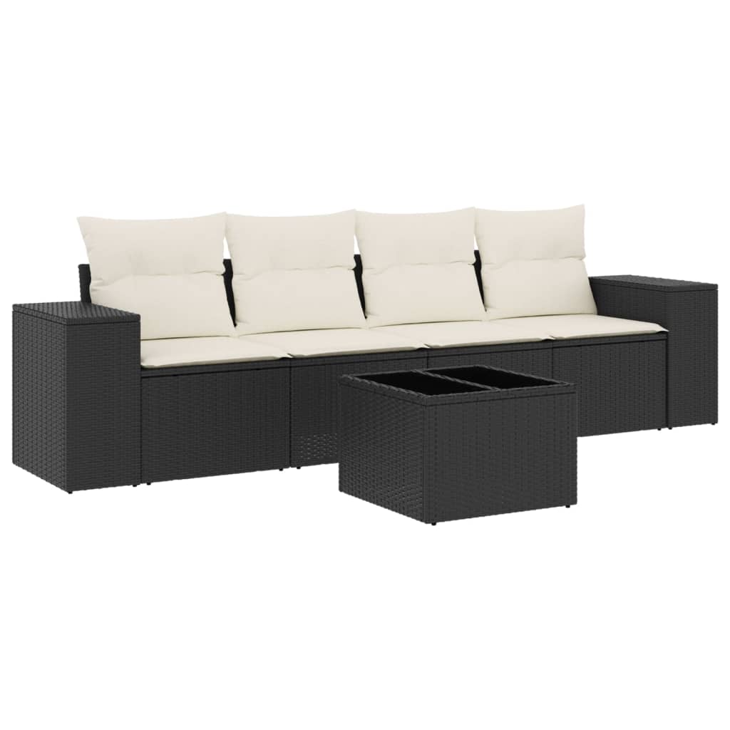 Set Divani da Giardino 5 pz con Cuscini in Polyrattan Nero 3254623