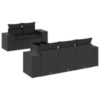 Set Divano da Giardino 6 pz con Cuscini Nero in Polyrattan 3254632