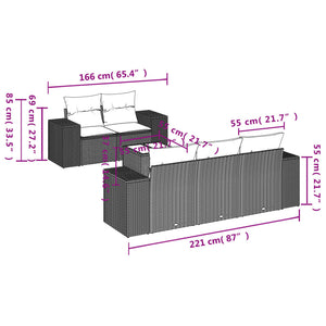 Set Divano da Giardino 6 pz con Cuscini Beige in Polyrattan 3254636