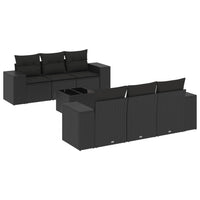 Set Divani da Giardino con Cuscini 7pz Nero Polyrattan 3254642