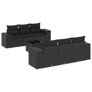 Set Divani da Giardino con Cuscini 7pz Nero Polyrattan 3254642