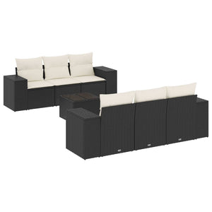 Set Divani da Giardino con Cuscini 7pz Nero Polyrattancod mxl 89205