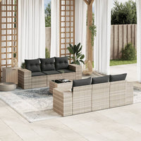 Set Divani da Giardino 7pz con Cuscini Grigio Chiaro Polyrattan 3254649