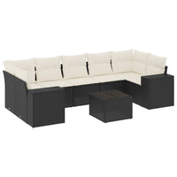 Set Divani da Giardino con Cuscini 8 pz Nero in Polyrattan 3254673