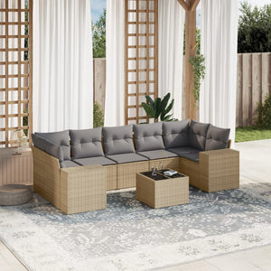 Set Divano da Giardino 8 pz con Cuscini Beige in Polyrattancod mxl 89207