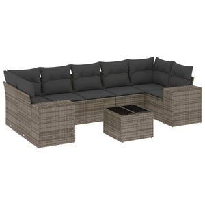 Set Divano da Giardino 8 pz con Cuscini Grigio in Polyrattan 3254677