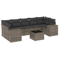 Set Divano da Giardino 8 pz con Cuscini Grigio in Polyrattancod mxl 114874