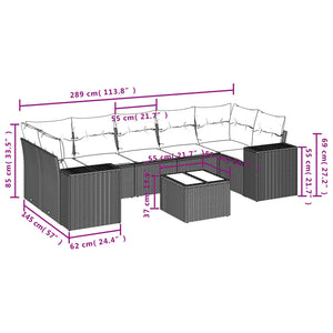 Set Divano da Giardino 8 pz con Cuscini Grigio in Polyrattan 3254677