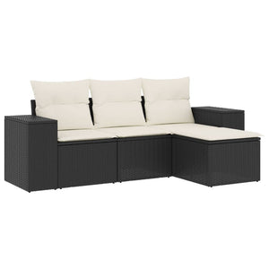 Set Divani da Giardino 4 pz con Cuscini Nero in Polyrattan 3254803