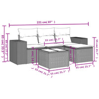 Set Divani da Giardino 5 pz con Cuscini in Polyrattan Nero 3254813