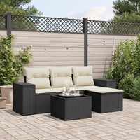 Set Divani da Giardino 5 pz con Cuscini in Polyrattan Nero 3254813