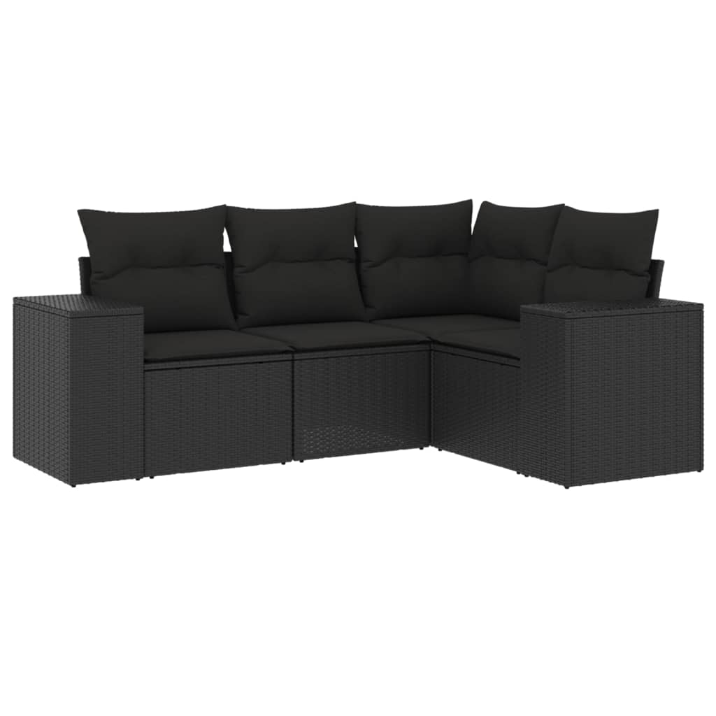 Set Divani da Giardino 4 pz con Cuscini Nero in Polyrattancod mxl 92226