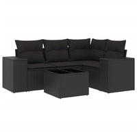 Set Divani da Giardino 5 pz con Cuscini in Polyrattan Nero 3254852