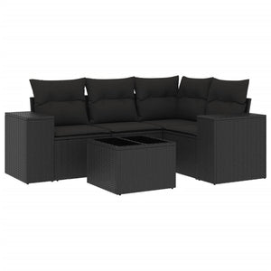 Set Divani da Giardino 5 pz con Cuscini in Polyrattan Nero 3254852