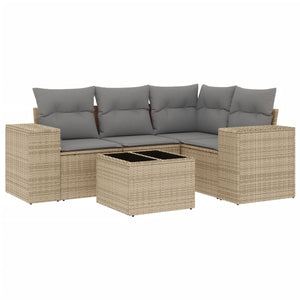 Set Divano da Giardino 5 pz con Cuscini Beige in Polyrattancod mxl 88424