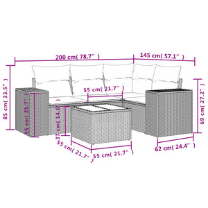 Set Divano da Giardino 5pz con Cuscini Grigio Chiaro Polyrattan 3254859