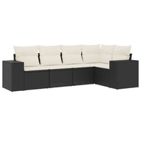 Set Divani da Giardino 5 pz con Cuscini in Polyrattan Nero 3254863