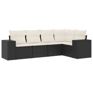 Set Divani da Giardino 5 pz con Cuscini in Polyrattan Nero 3254863