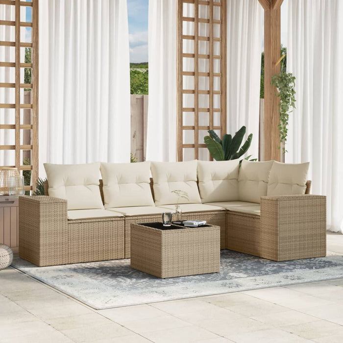 Set Divano da Giardino 6 pz con Cuscini Beige in Polyrattancod mxl 91076