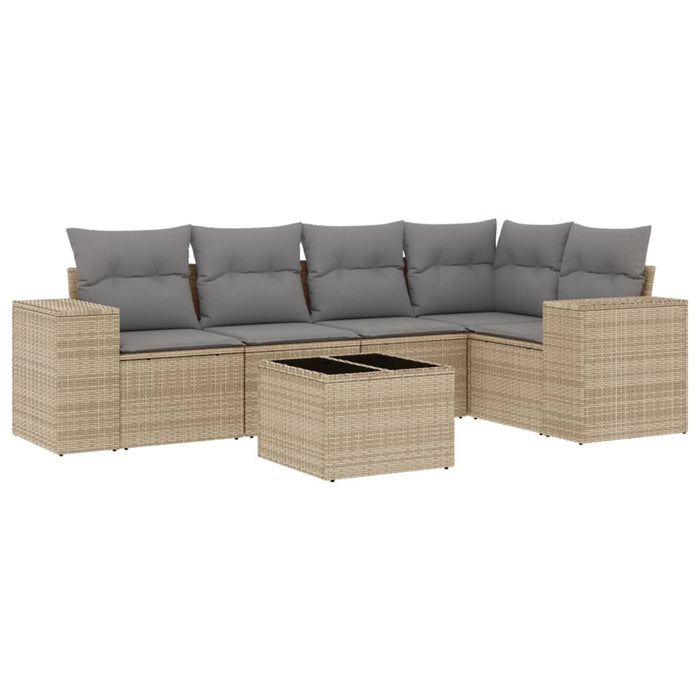 Set Divano da Giardino 6 pz con Cuscini Beige in Polyrattan 3254876